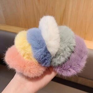 Fuzzy Faux Furry NEW Set of 6 Scrunchies Hair Ties